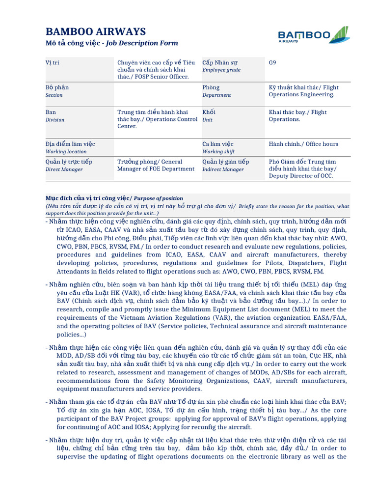 JD_FOE (FOSP Senior Officer) | PDF