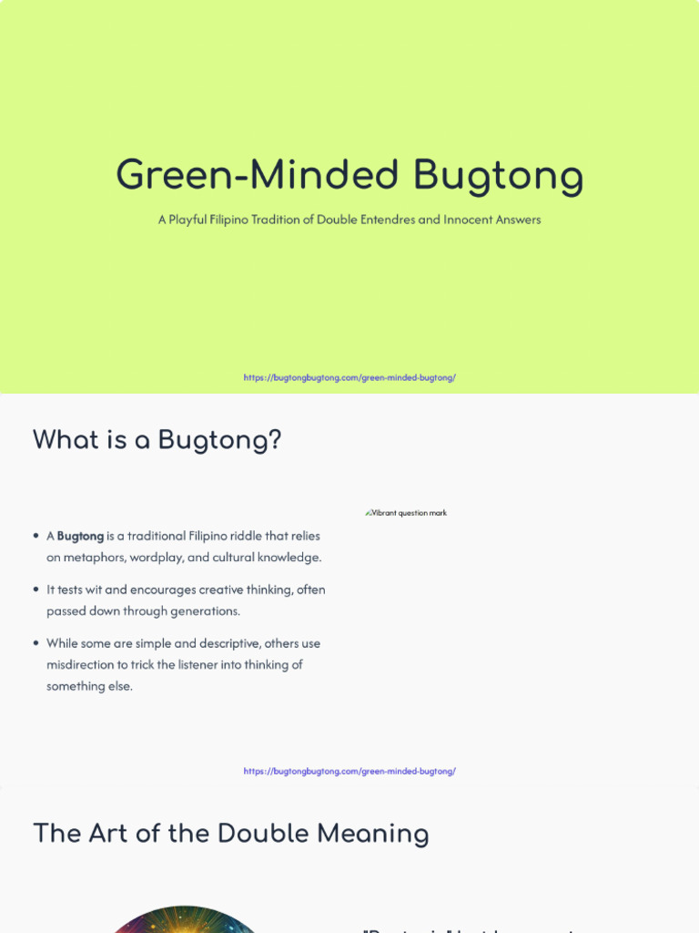 Green-Minded Bugtong: A Collection of Filipino Riddles with Playful ...