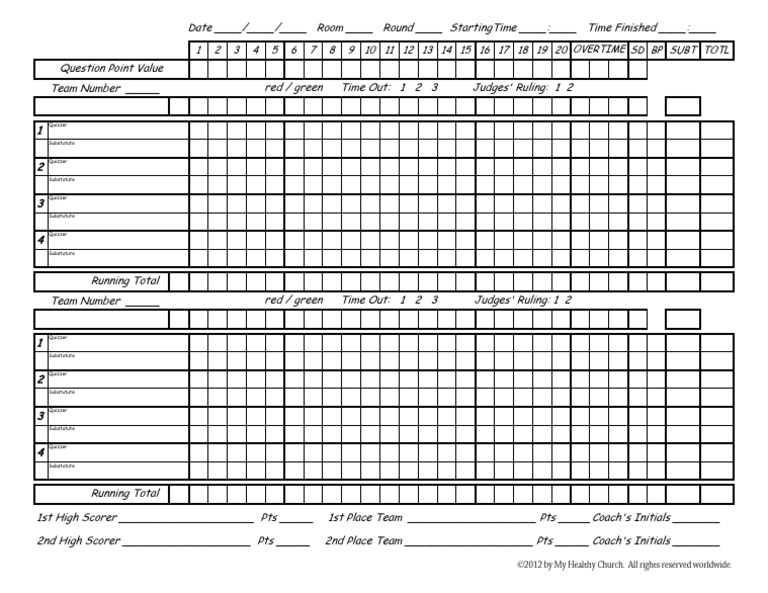 Score Sheet | PDF