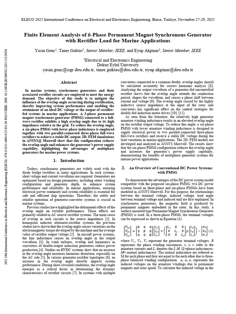 Finite Element Analysis of 6-Phase Permanent Magnet Synchronous ...