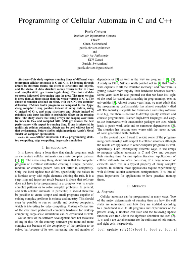Programming_of_Cellular_Automata_in_C_and_C | PDF | C++ | Boolean Data Type