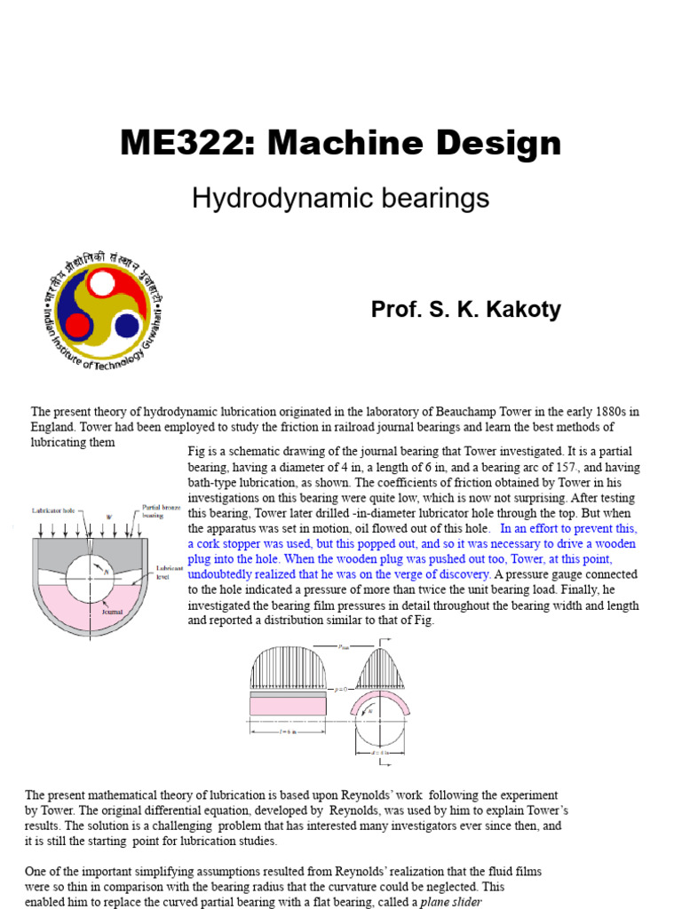 hydrodynamic bearings R | PDF | Bearing (Mechanical) | Reynolds Number