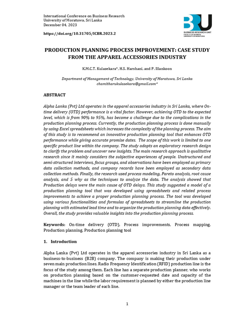 Production Planning Process Improvement Case Study | PDF | Qualitative ...