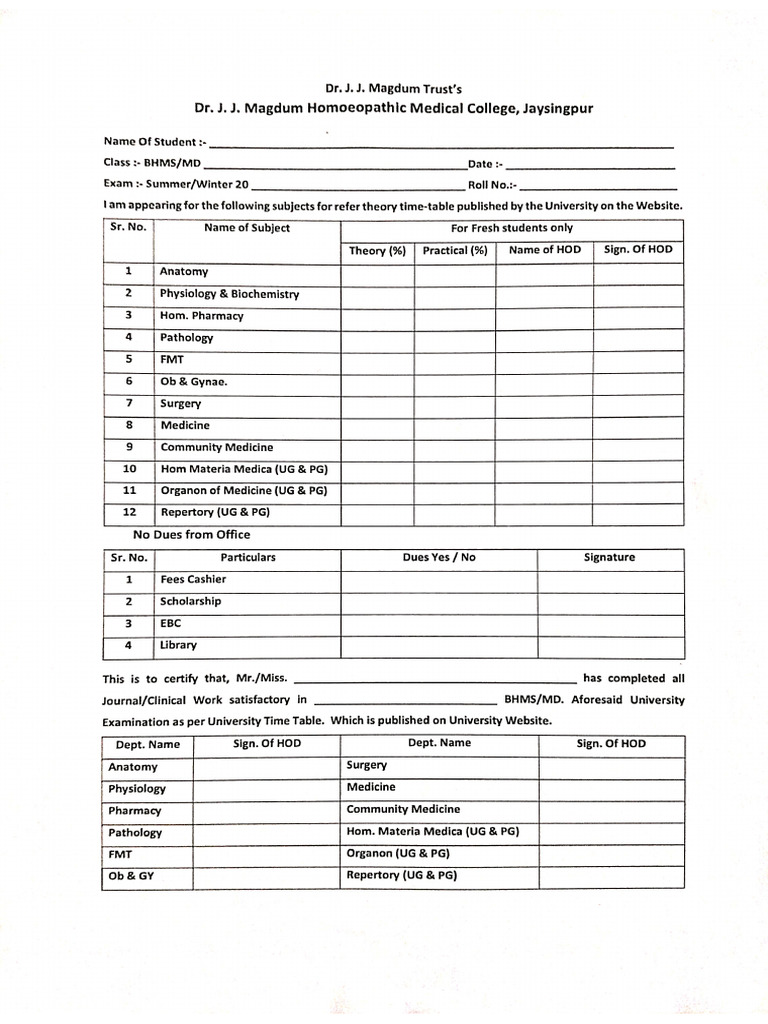 Exam form | PDF