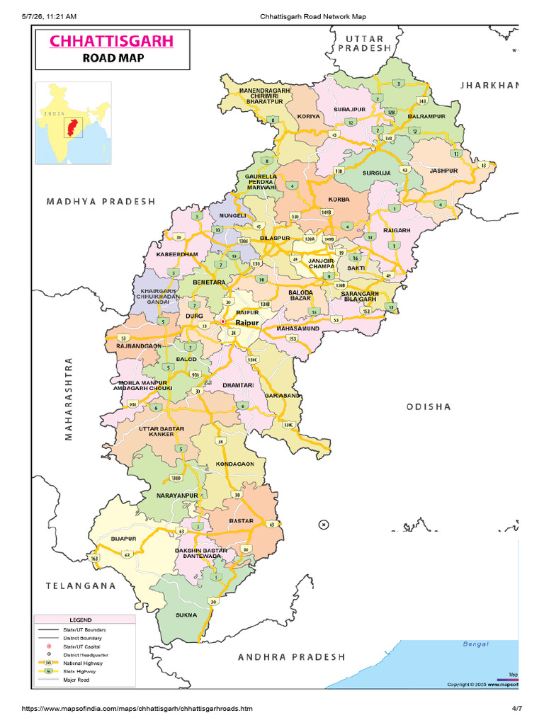 Chhattisgarh Road Network Map | PDF