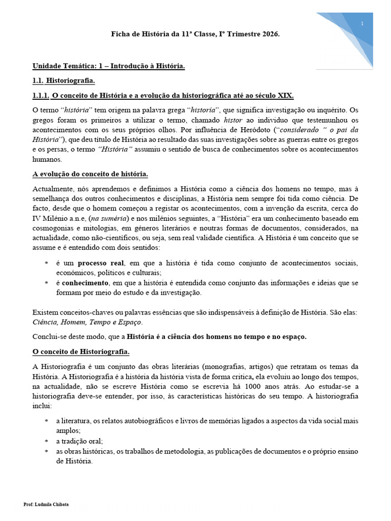 Ficha Da 11 1 Trim em PDF-1 | PDF | Historiografia | Iluminismo