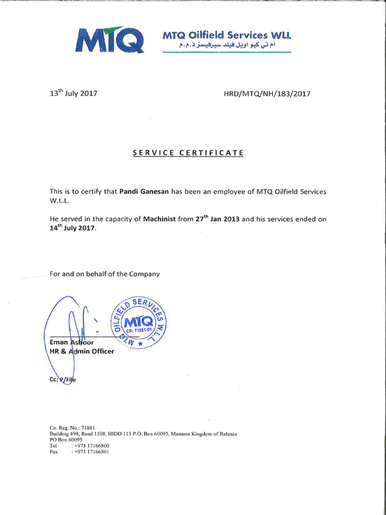Work Experience Certificate 1 | PDF
