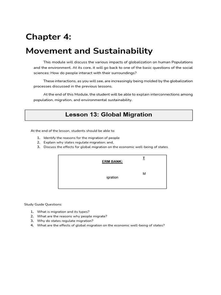 Lesson 13 Global Migration | PDF | Human Migration | Immigration