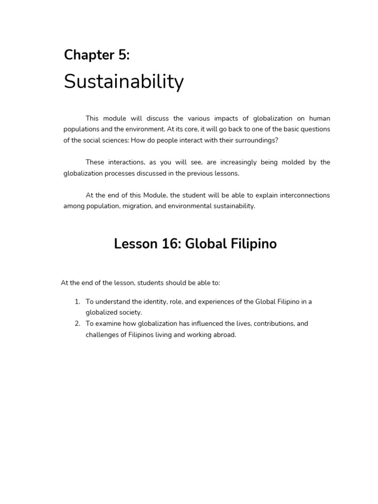 Lesson 16 Global Filipino | PDF | Philippines | Human Migration