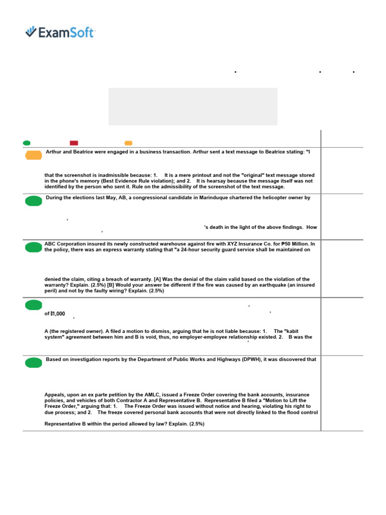 Exam Taker Answer Report | PDF | Fair Use | Patent Infringement
