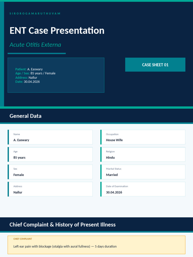 ENT Case Presentation | PDF