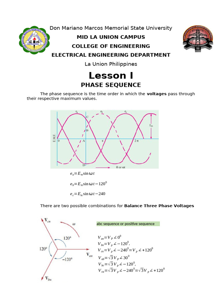 Lesson i - Phase Sequence | PDF | Electronics | Ac Power