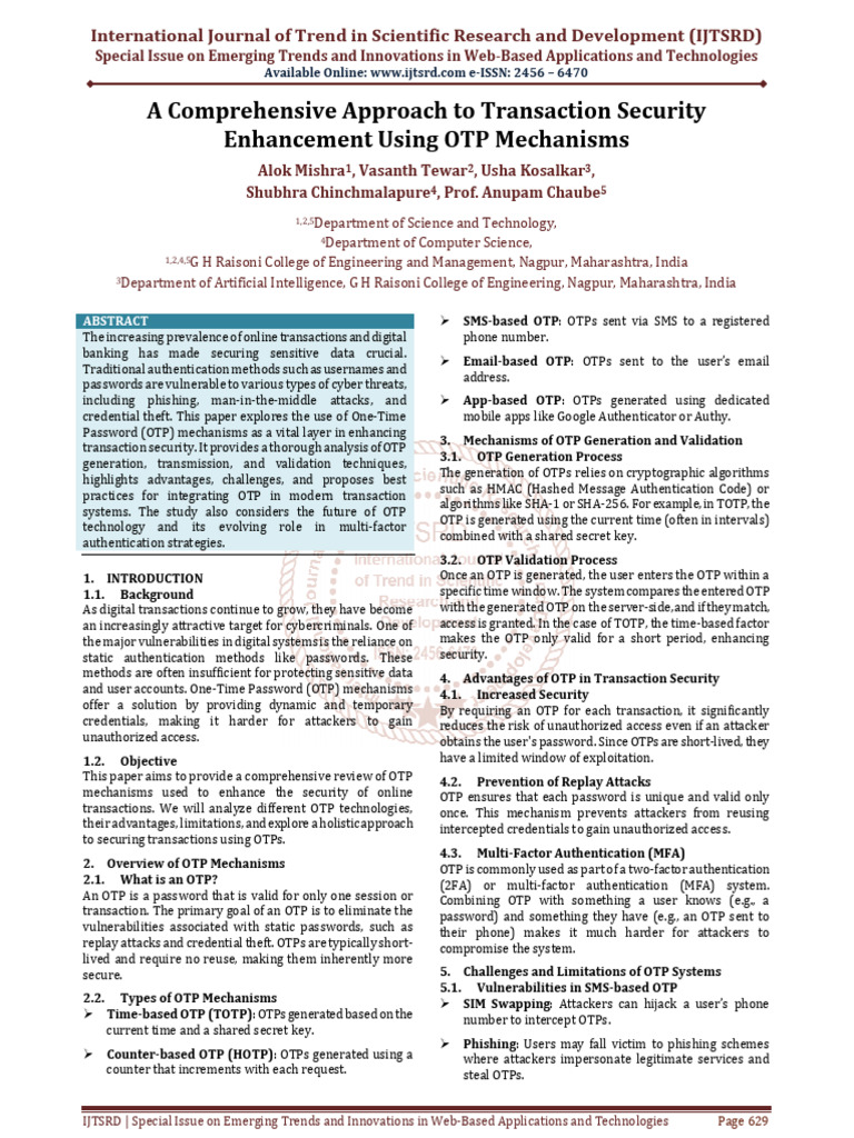 A Comprehensive Approach to Transaction Security Enhancement Using OTP ...