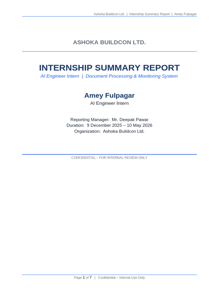 Amey Fulpagar Internship Report | PDF | Databases | Postgre Sql