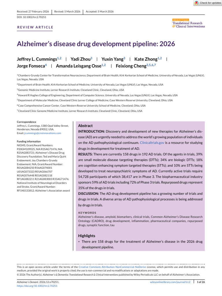 Alzheimer s Disease Drug Development Pipeline 2026 | PDF | Alzheimer's ...