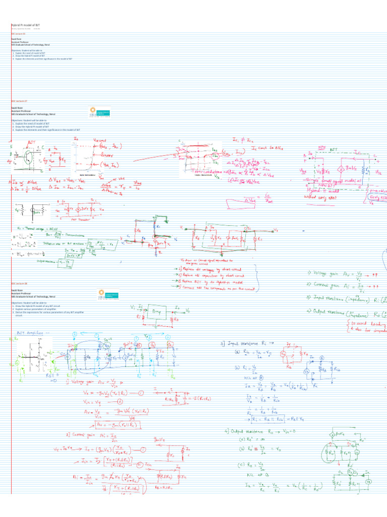 EDC_notes_Hybrid Pi Model of BJT | PDF