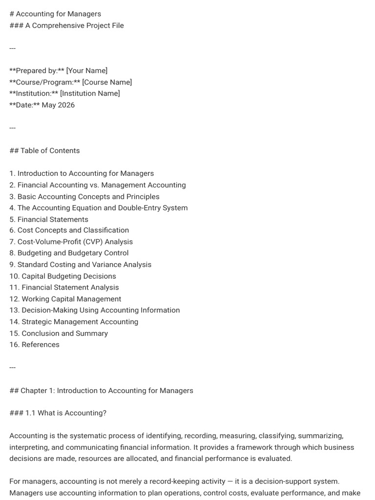 Accounting for Managers – 100-Page Project File | PDF | Debits And ...