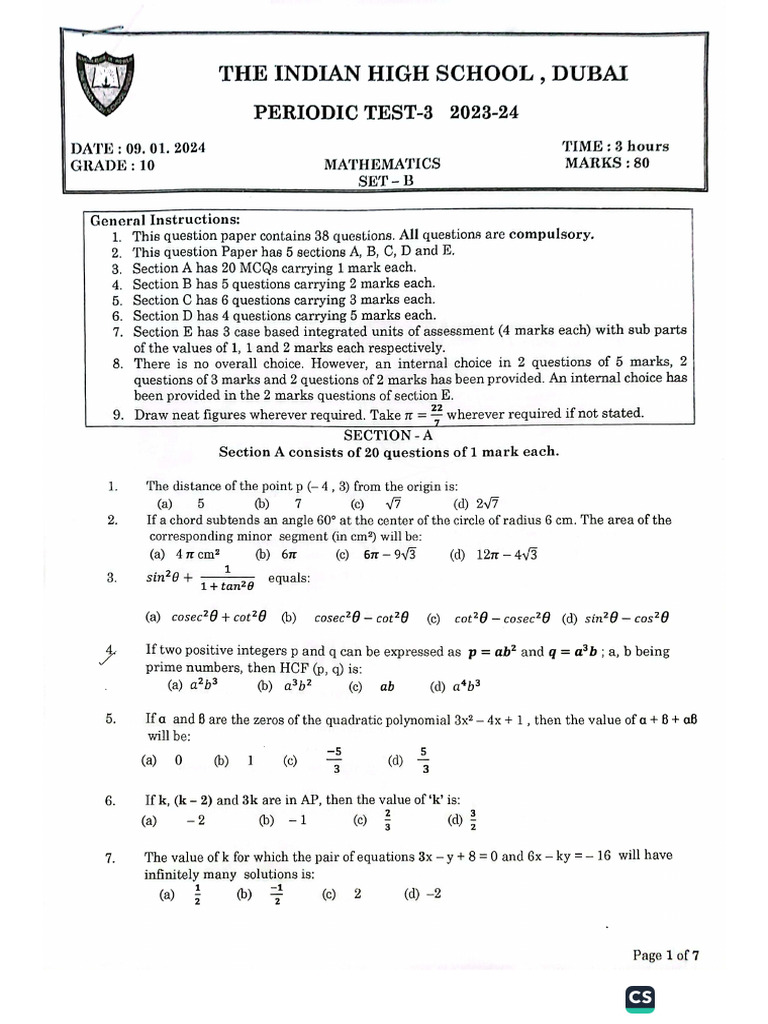 Ihs Pt3 Paper 2023-24 | PDF