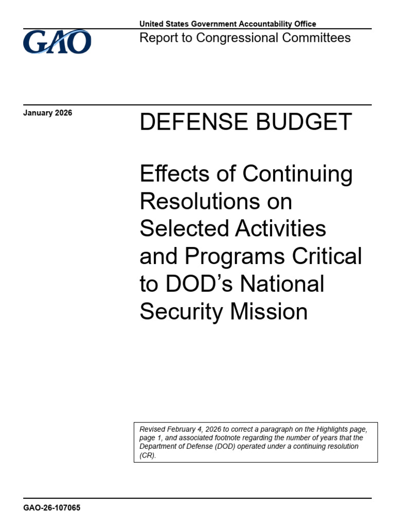 gao-26-107065 | PDF | Continuing Resolution | Appropriations Bill ...