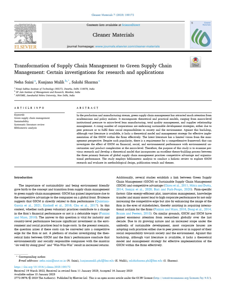 Transformation of Supply Chain Management to Green Supply Chain | PDF ...