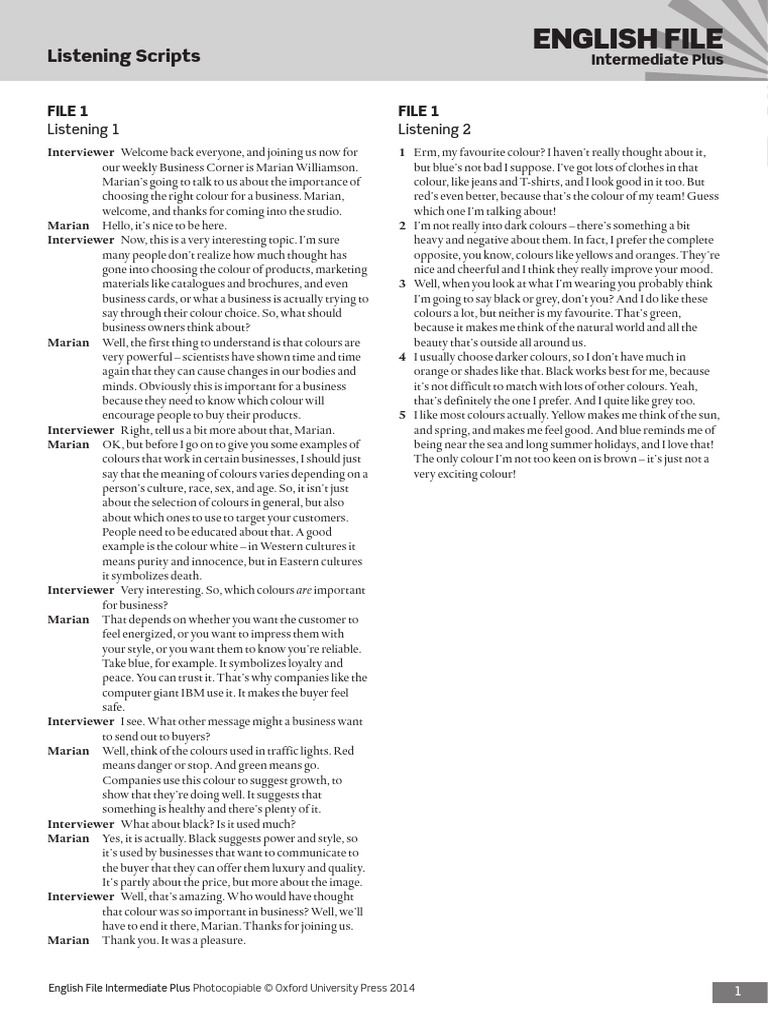 EF3e Intplus Filetest Listeningscript | PDF | Wedding | Bride
