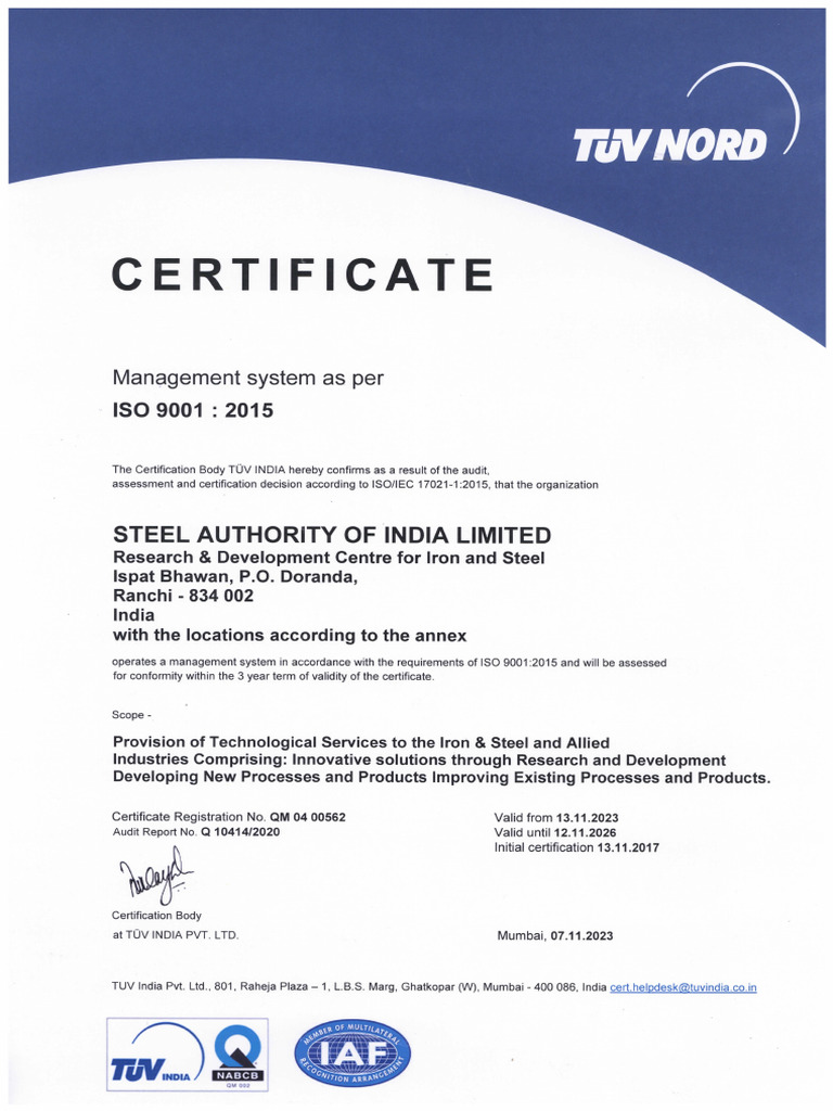 Final Scanned Copy ISO 9001 RDCIS | PDF