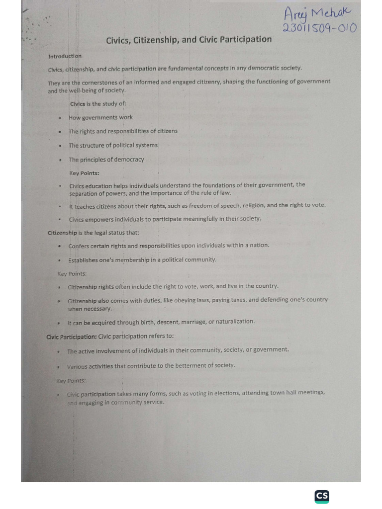 Civics Notes Before Mid | PDF