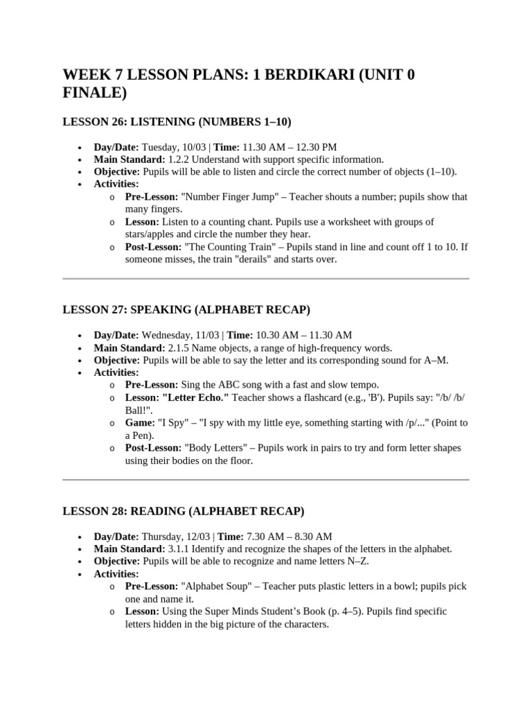 WEEK 7 LESSON PLANS | PDF | Letter Case | Orthography