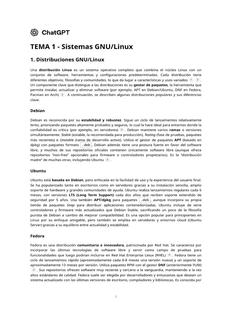 Tema 01 Sistemas GNU Linux | PDF | Distribución de Linux | Linux