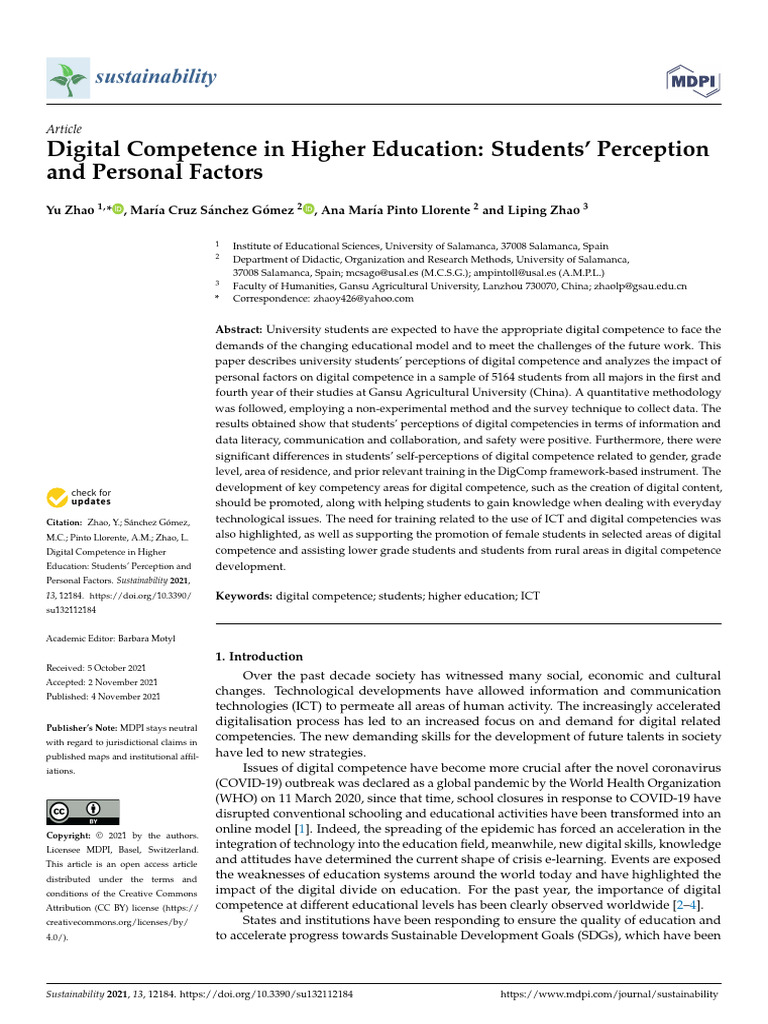 Digital Competence in Higher Education Students P | PDF | Educational ...