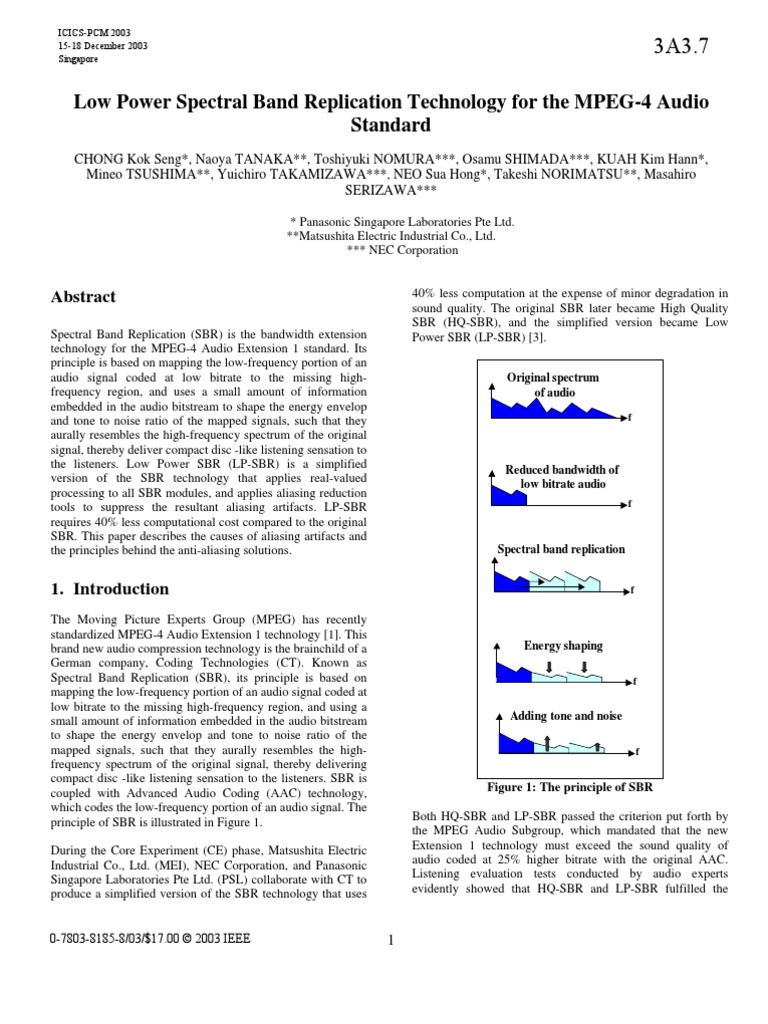 Low Power Spectral Band Replication Technology For The MPEG-4 Audio ...