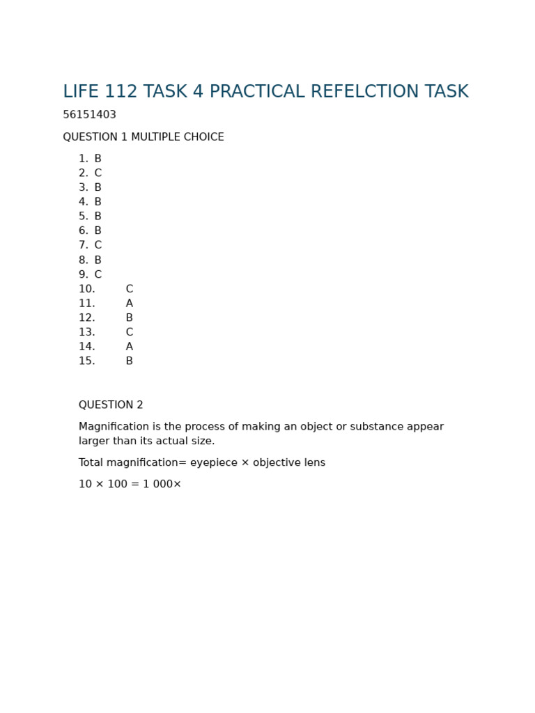 LIFE 112 TASK 4 | PDF