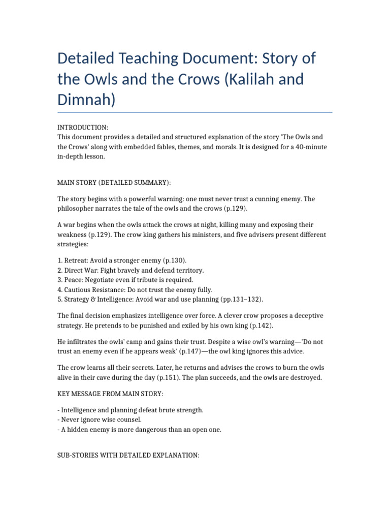 Detailed Owls and Crows | PDF