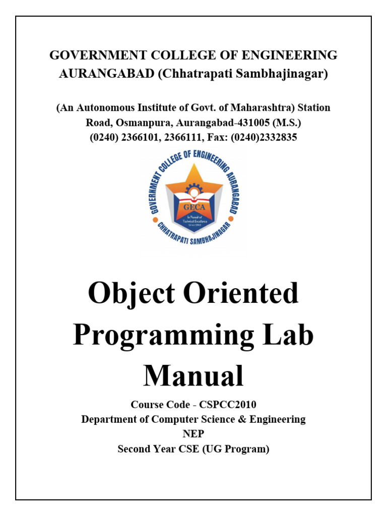 OOP Lab Manual April 2026 | PDF | Process (Computing) | Method ...