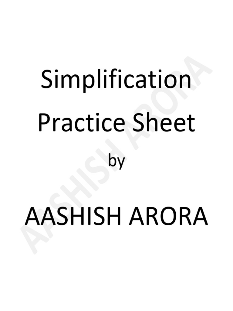 Practice Sheet 1_ Simplification & Approximation (460Q) | PDF | Bus ...