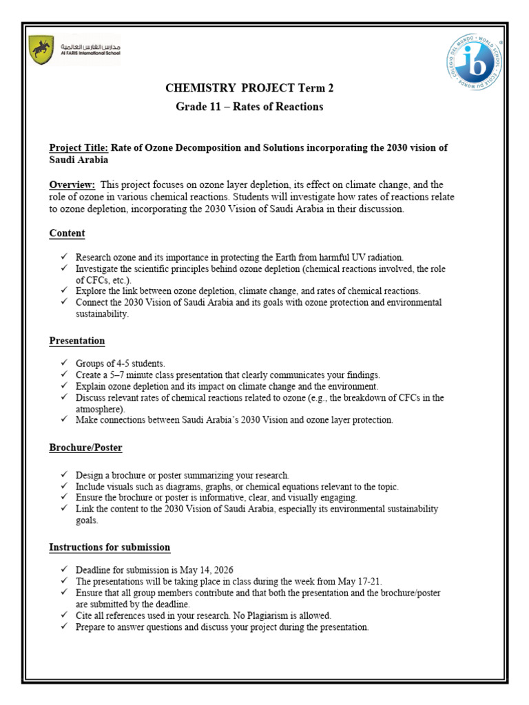G11 Project Task - Term 2 | PDF | Ozone Depletion | Ozone