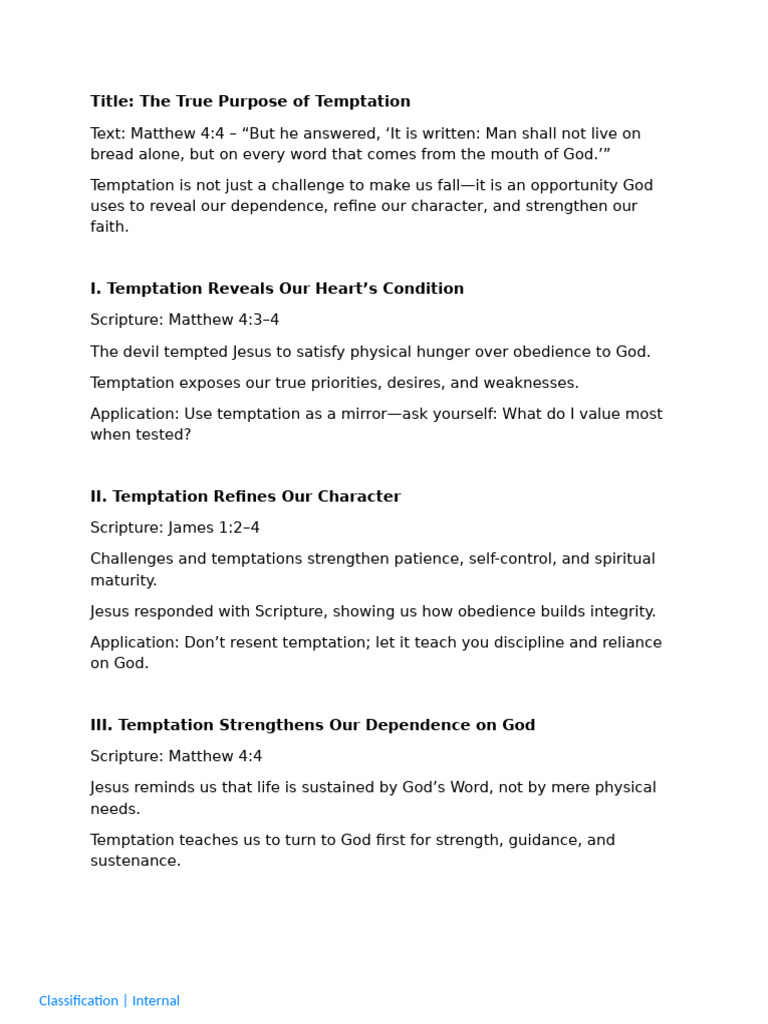 The True Purpose of Temptation | PDF