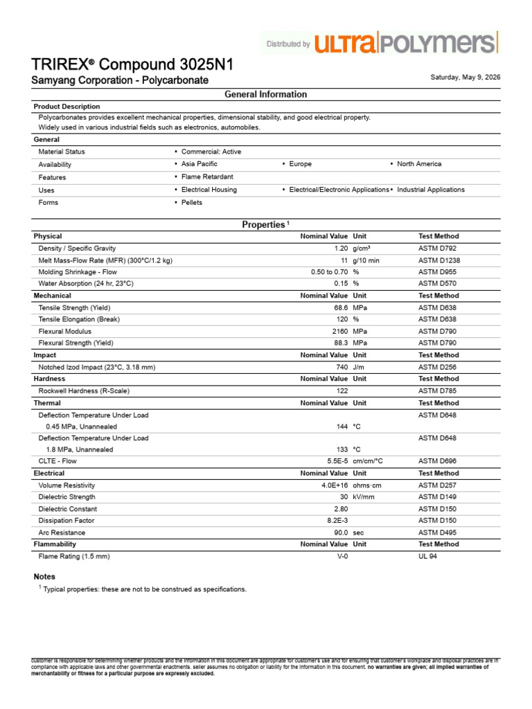 Trirex 3025N1 TDS En | PDF | Strength Of Materials | Yield (Engineering)