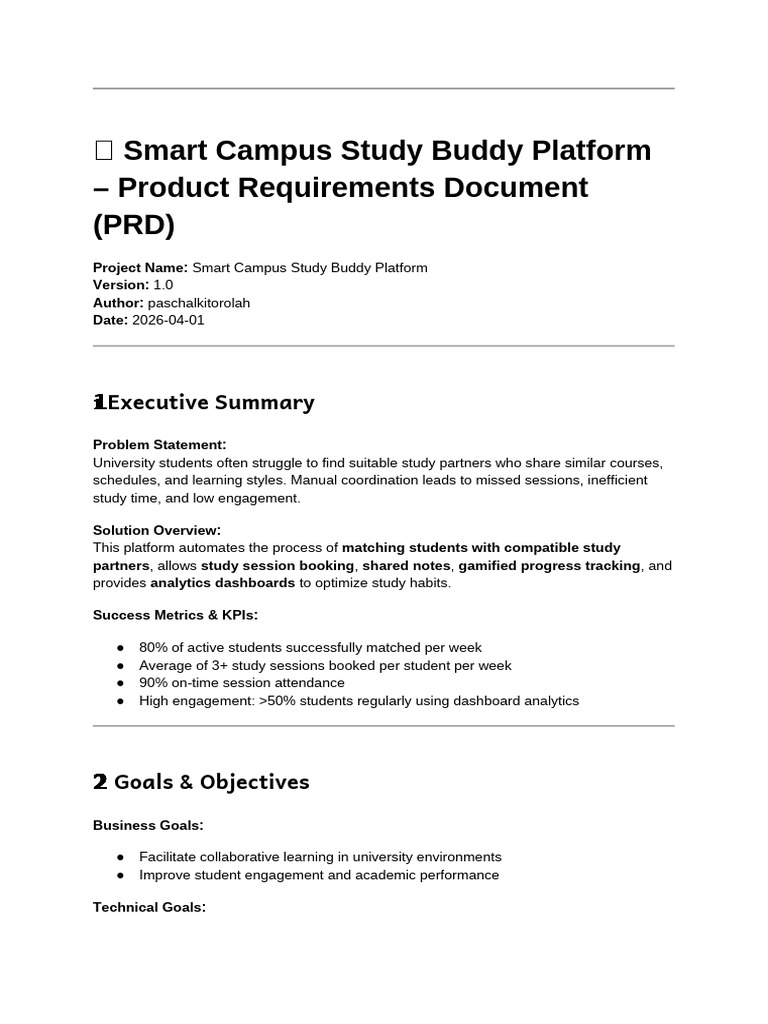 Buddy Study Platform Prd | PDF | Computing