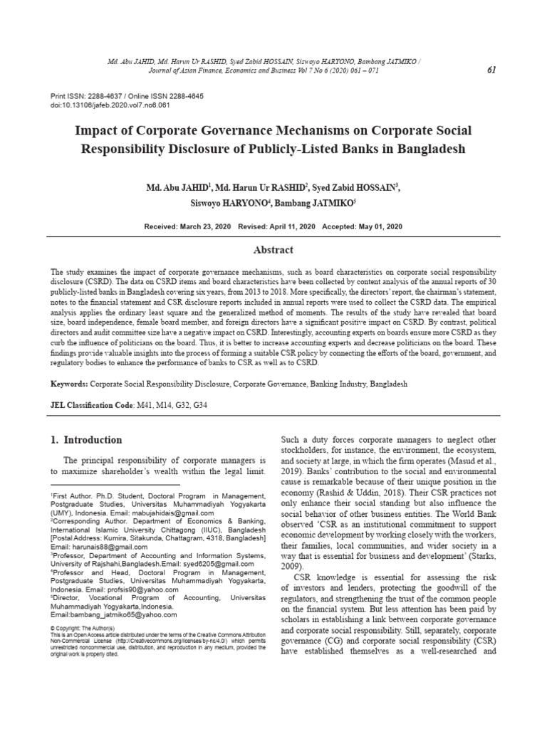 Impact of Corporate Governance Mechanism | PDF | Multicollinearity ...