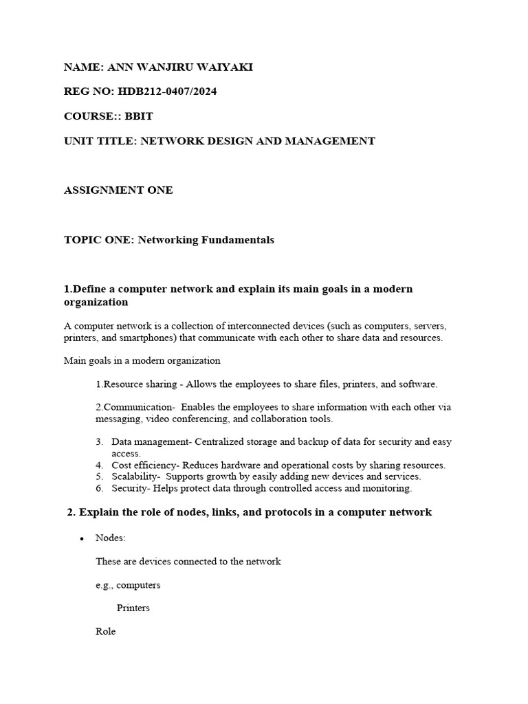 Network and Design Assignment Copy | PDF | Computer Network | Ip Address