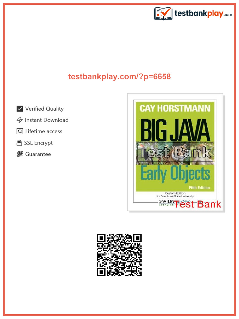 Big Java Early Objects 5th Edition Horstmann Test Bank digital download ...