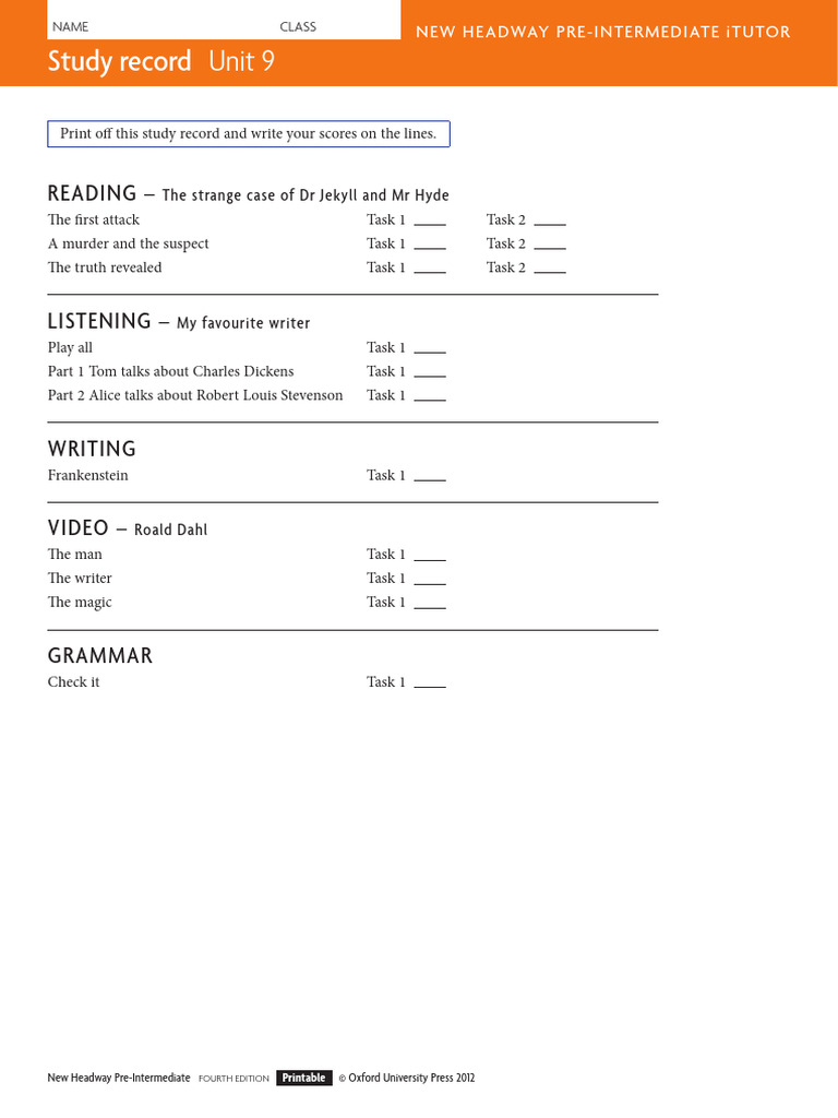 Study Record Unit 9 | PDF