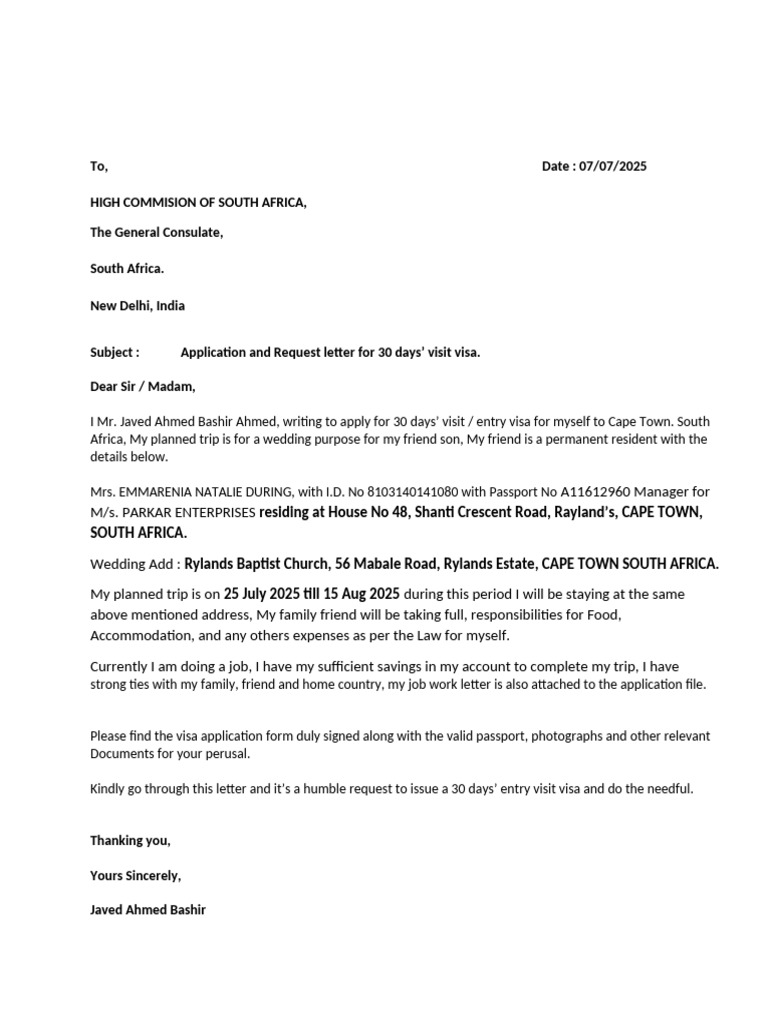 Javed Ahmed Request Letter | PDF