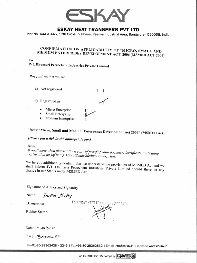 MSME Confirmation | PDF