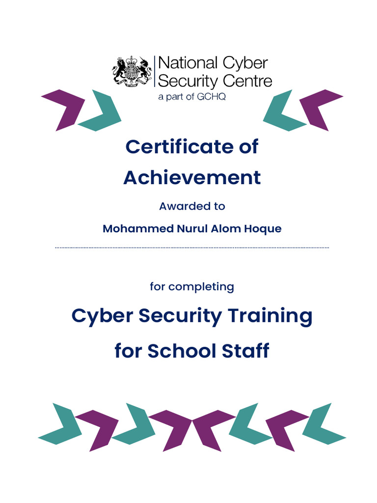 Cyber Security Training Certificate | PDF