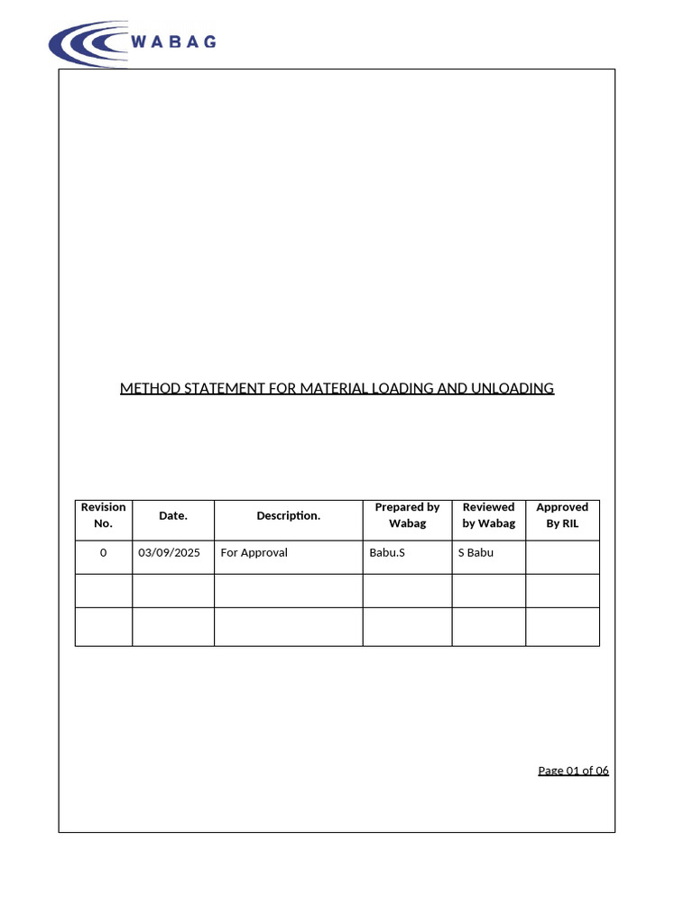 Method Statement For Material Loading and Unloading | PDF | Crane ...