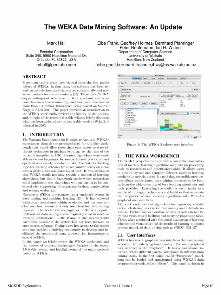 The WEKA Data Mining Software | PDF