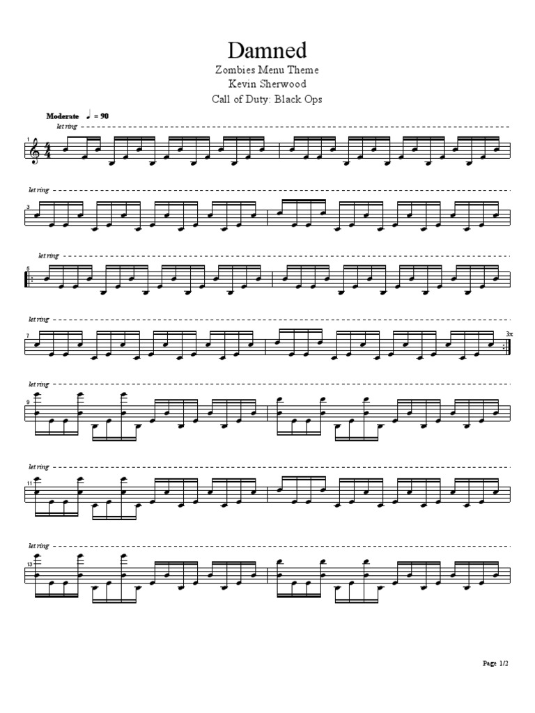 Call of Duty: Black Ops Soundtrack - Damned (Piano Sheet)