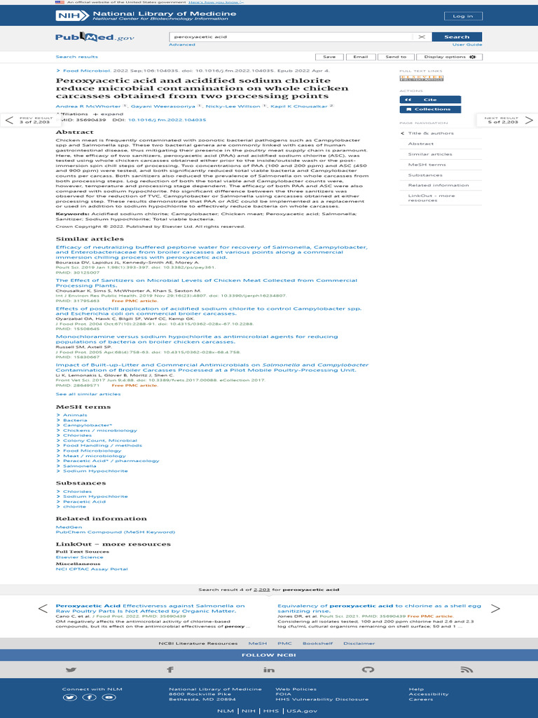 Peroxyacetic Acid and Acidified Sodium Chlorite Reduce Microbial | PDF ...